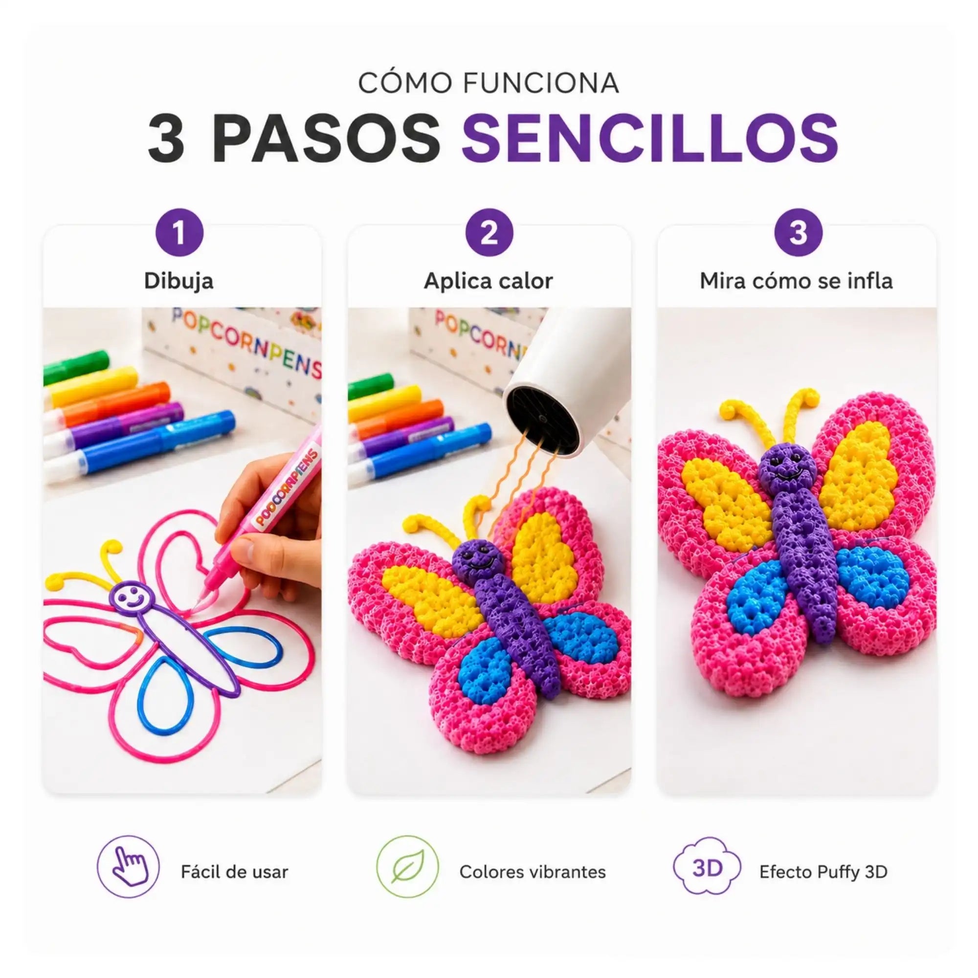 Plumones esponjosos 3D® 🎨 Dale vida y volumen a tus creaciones✨